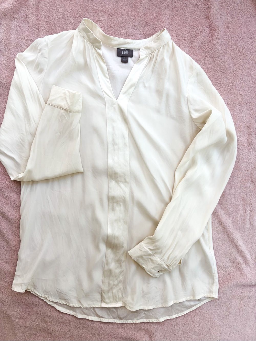 J. Jill Ivory Silk Button Front Blouse Small